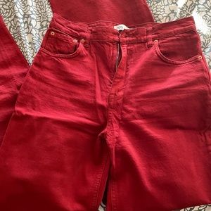 Zara 90s full length red jeans size 8